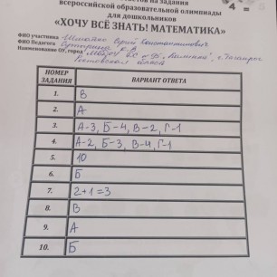 Всероссийская образовательная олимпиада для дошкольников "Хочу всё знать! Математика"