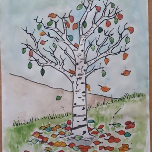 " Береза осенью"