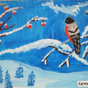 Снегирь на ветке