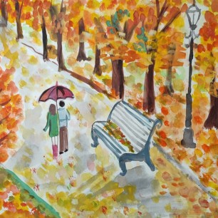 Пара под одним зонтом