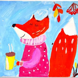 Милая Лисичка  осенью.