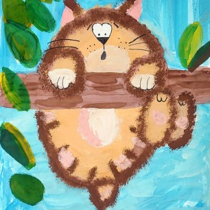 Котёнок. Залез, так залез!