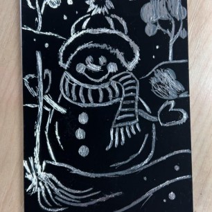 "Мой снеговичок. Гравюра"