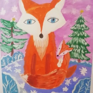 "Зима. Лиса и лисёнок"