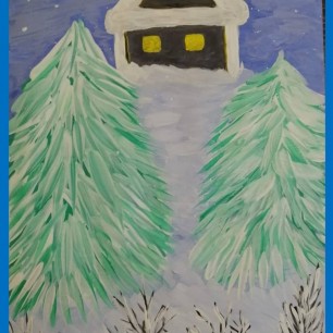 У леса на опушке жила зима в избушке