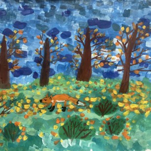 Лиса в лесу