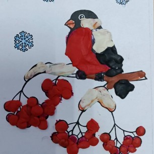 "Снегирь на веточке рябины"