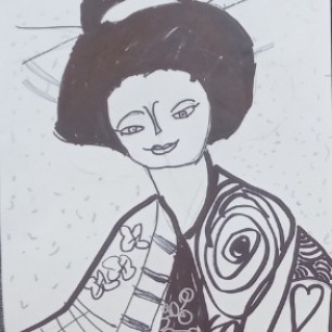 Девушка в японском костюме.