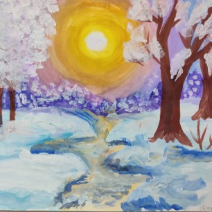 Закат в зимнем лесу