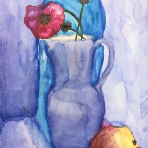 Натюрморт с маком и гранатом