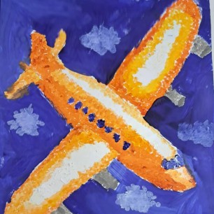 Самолет в технике "пуантелизм"