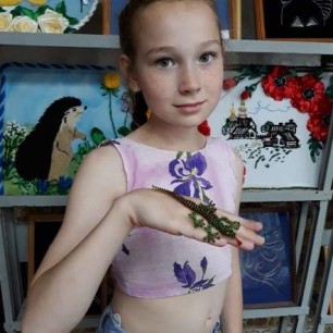 Фигурка из крупного бисера "Ящерица"