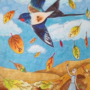 Дюймовочка прощается с ласточкой