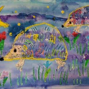 Ежиная семья на охоте