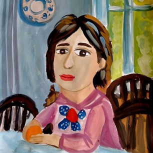 Девочка с персиками