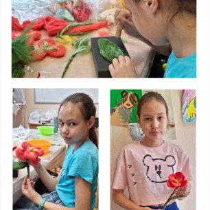 Цветок из шерсти