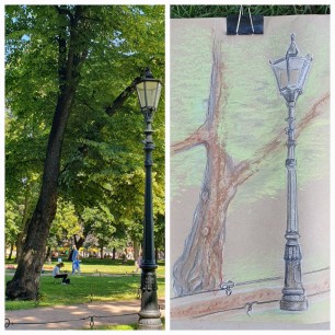 Пленэр в Исаакиевском сквере, практика.