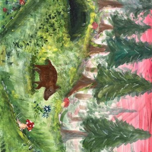 Кабанёнок в весеннем лесу