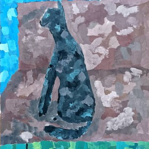 Чёрный котик сидел на лавочке и думал о том, что в мокром мире жить грустно