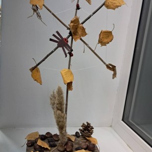 Забавный паучок со стрекозой