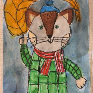 Кот с зонтиком