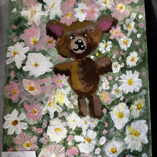 Медвежонок и цветы