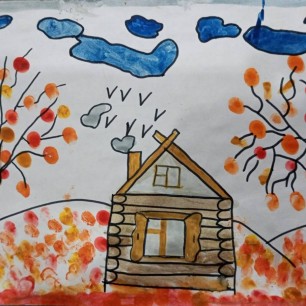 Домик в деревне осенью