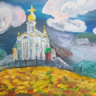 "Вечер в Мочище. Церковь Николая чудотворца"