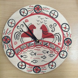 Настенные часы. Мезенская роспись.