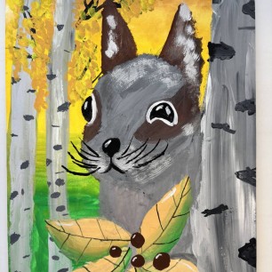 Осенние запасы бельчонка