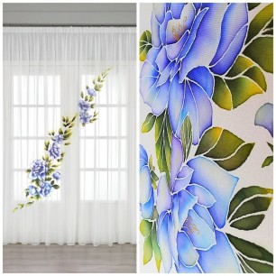 Шторы "Пионы" в технике холодный батик