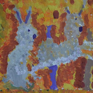 Зайцы в осеннем лесу