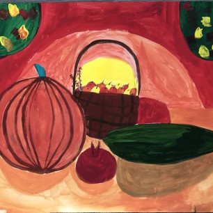 Натюрморт на фоне заката