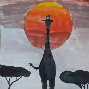 " Жираф и закат"