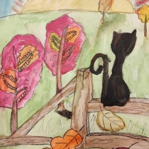 Кот и осень.