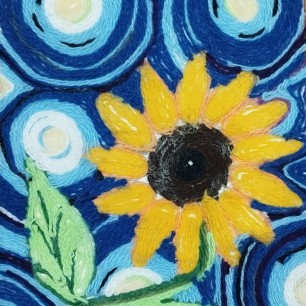 "Подсолнух под звëздным небом Ван Гога"