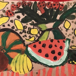 Натюрморт с арбузом и тыквой