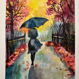 Осенняя прогулка под зонтиком