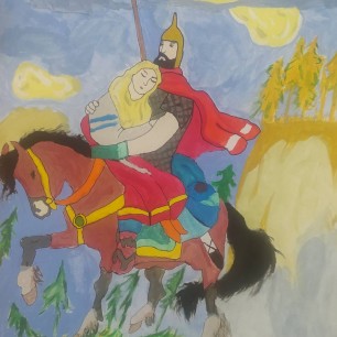 "С ношей драгоценной" Иллюстрация к поэме А. Пушкина "Руслан и Людмила"