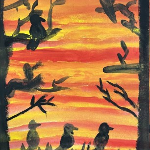 Птицы а вечернем закате