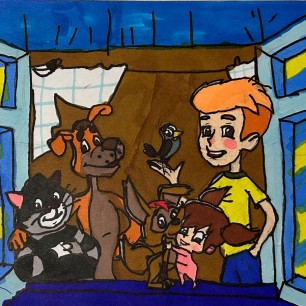 Дядя Фёдор и его друзья счастливы вместе.