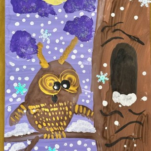 Совушка в зимнем лесу