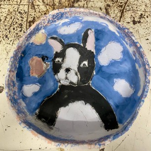 Тарелка «Бостон-терьер на прогулке «