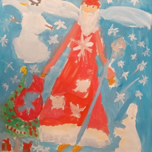 Дедушка Мороз зимним вечером.