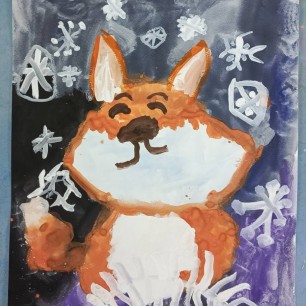 Лисенок под снежной пеленой