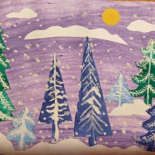 "Снег укутывает лес"