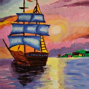 "Морской пейзаж с парусным кораблем"