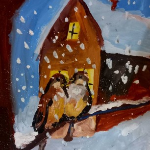 Воробьи зимой