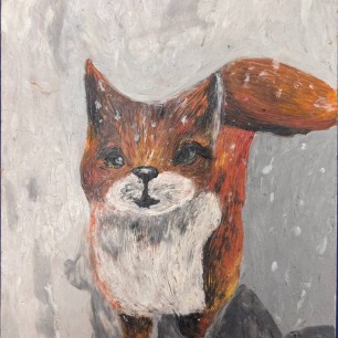 Лисица ловит первый снег