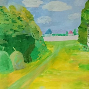 Пейзаж в желто-зелёной палитре